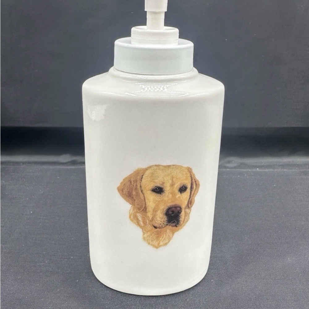 Dog Soap Dispenser Ceramic Pump Angler’s Expressions 2000 Dann Jacobus Art
